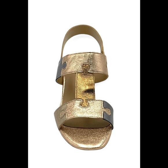 Vaneli Leather Puzzle Piece Heeled Sandals Channa Multi Metallic - Wide - Picture 4 of 5